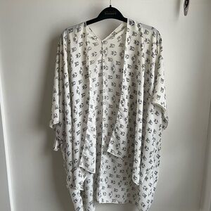Ivory Owl Print Lightweight Kimono Cover-Up